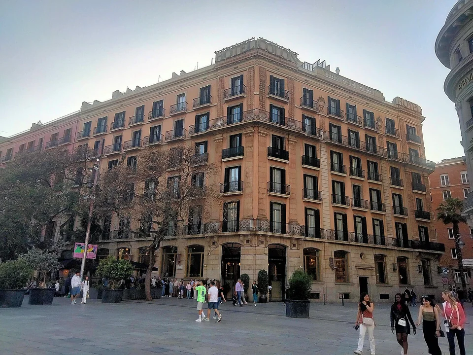 Lamaro Hotel, the neoclassical building facing Barcelona Cathedral on Avinguda de la Catedral, Gothic Quarter